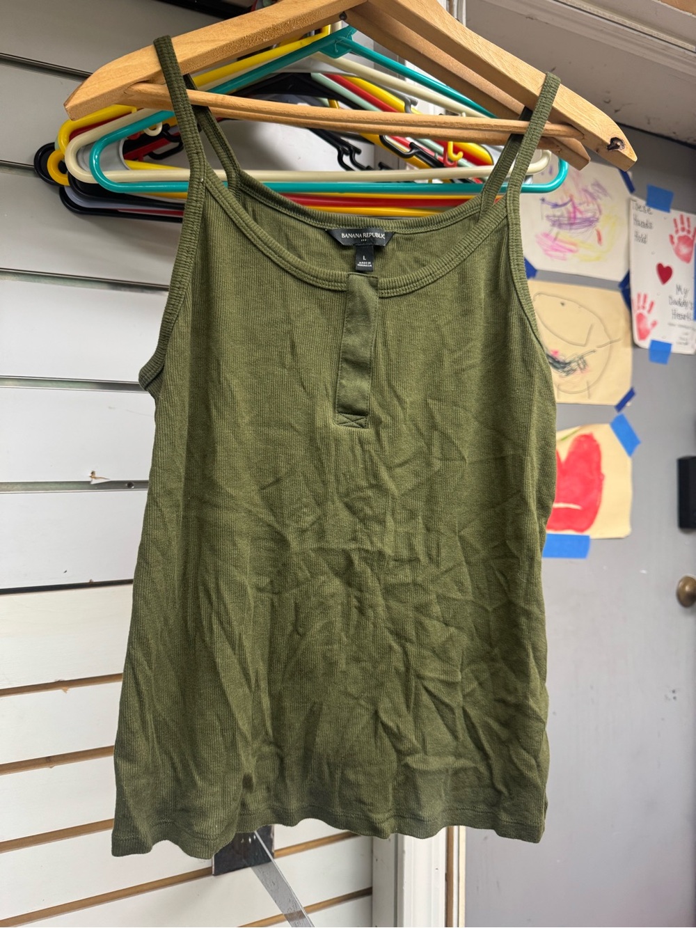 Banana Republic Olive Ribbed Henley Cami